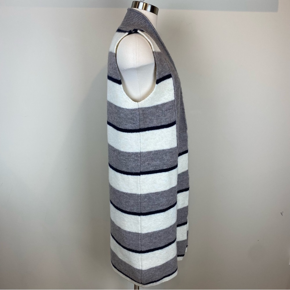 Anthropologie Pencey Sleeveless Cardigan Vest Knee‎ Length Sz S Striped Longline - Picture 11 of 14